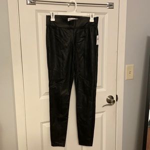 Black pleather high rise Stevie leggings. Old navy. Size small.